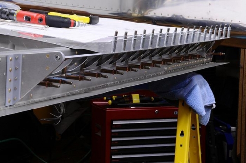 Rear Spar Flap Support Cleco'd In Place