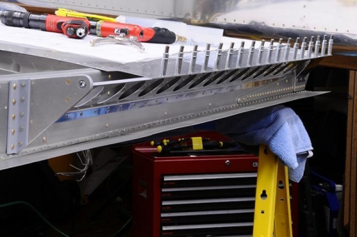 Rear Spar Flap Support Riveted In Place