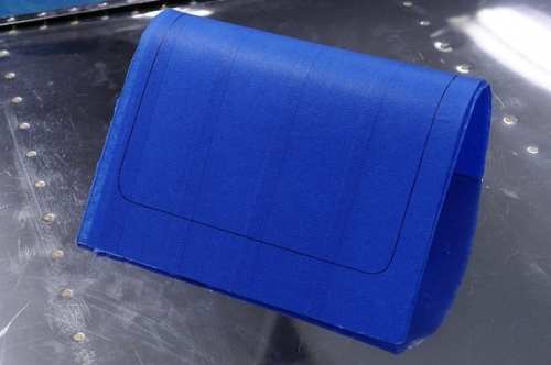 Plexiglass Fully Taped and Marked For Cutting