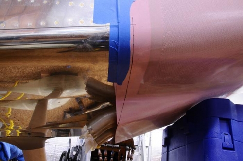 Lower Cowling Marked For Cutting