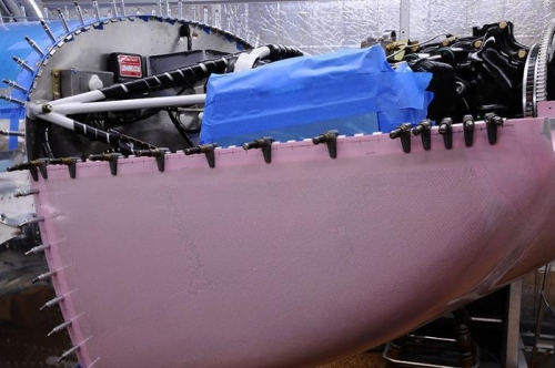 Lower Hinge Cleco-Clamped In Place - Right Side