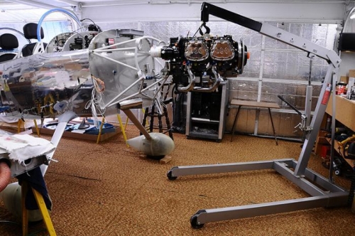 IO-390 Engine Mounting - Hoisted Into Position