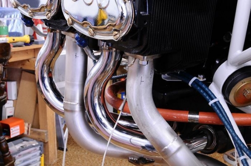 Exhaust Pipes Marked For Drilling - Left Side