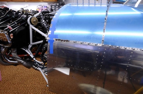 Skin Taped To Firewall To Hold In Place For Drilling Hinges