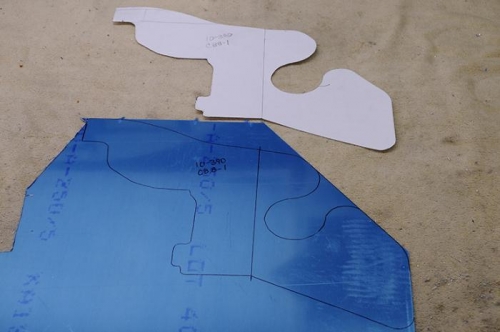 New Left Baffle Template - Marked On Metal