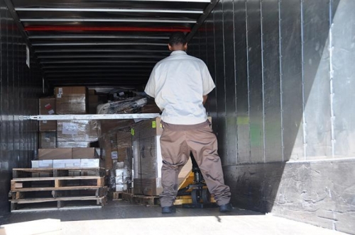 UPS Dude Unloads The Sink