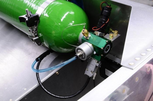 Oxygen System Controller - Close Up Of MH Electronic Valve & PSI Transducer