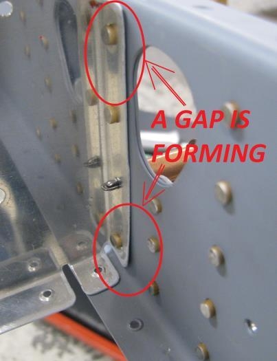A gap is forming while setting the rivet in place