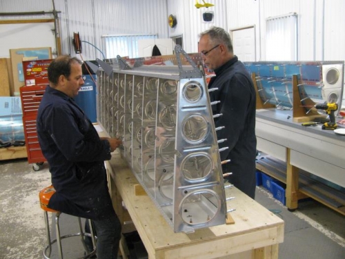 Pierre and I riveting the wing box