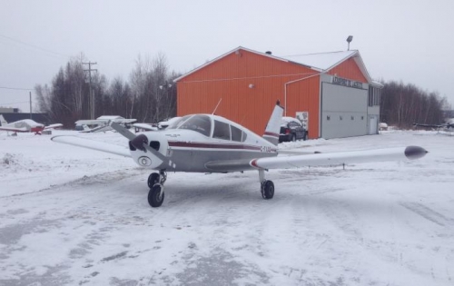 C-FXAO at the gas station in Lachute prior to its return to Val-d'Or on Dec 13