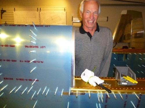 Dad helping me align the tank strip