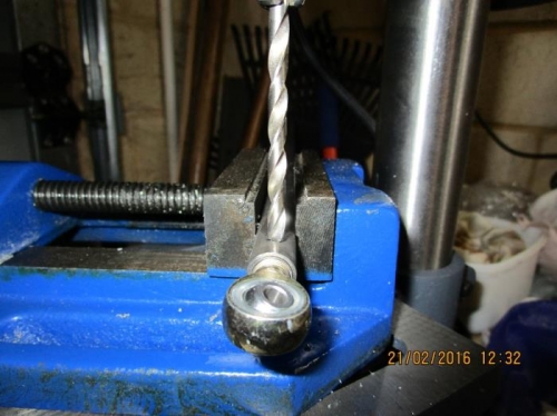 Drilling the bolt hole on the male rod end