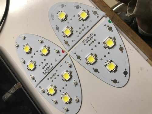 Started with the installation of LEDs on the boards after trimming