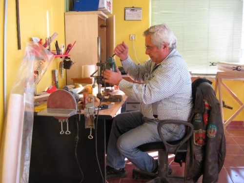 Yours truly drilling the blocks