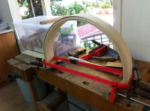 Wood moistened and bent