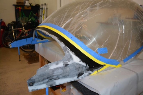 black resin across top to fill in thin areas