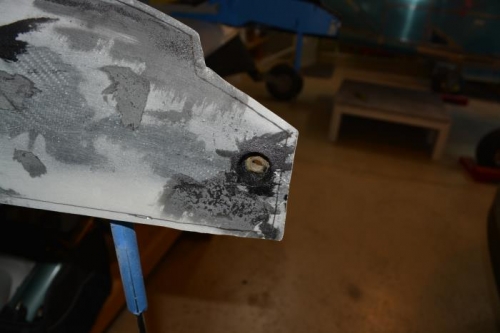 Filled in with black resi flox mixture around holes