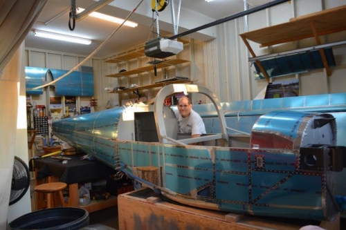 tail section and shoulder straps clecoed in place