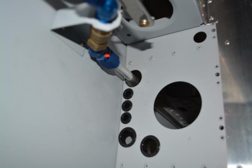 Not quite centerd in hole but enough clearance to line up with fitting