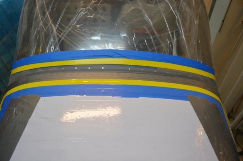 clear packing tape across the top