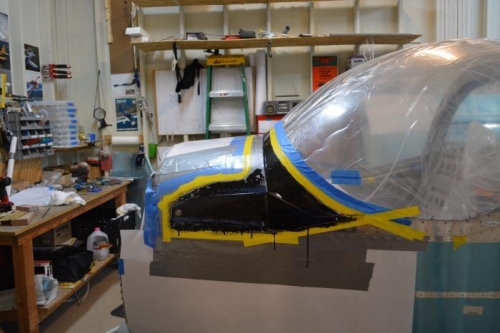 black resin on canopy and foam