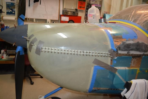 left hinge drilled and clecoed in place