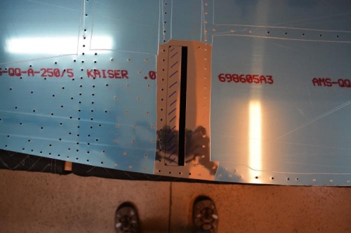 Marked the correct side to remove for the wing slot