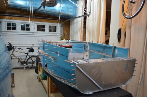 Side skin trial fit in prep for drilling longerons