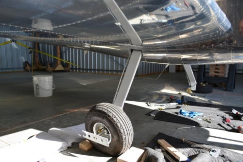 left gear in place, but waiting on part for left wheel