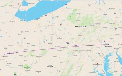 straight shot - 184 kts max ground speed