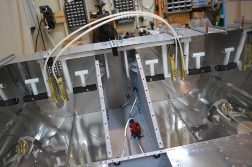 Cross over brake lines in place and assembly in place