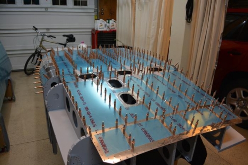 Bottom skin clecoed in place