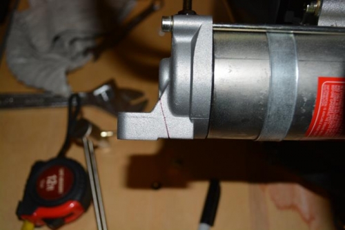 marked cut line on starter lug