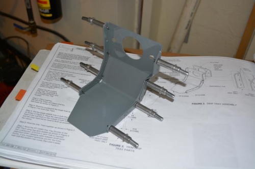 drip tray prepped and ready for rivets