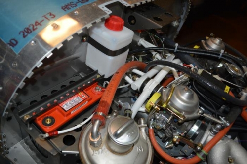 Oil tank hoses attached