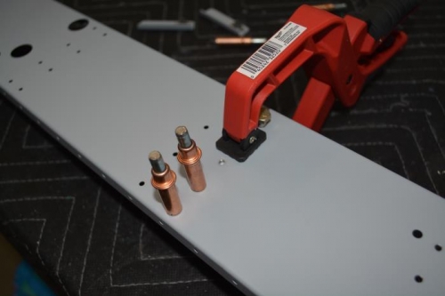 Clamped and drilled first hole, then removed clamp and added cleco to final drill the remaining hole.