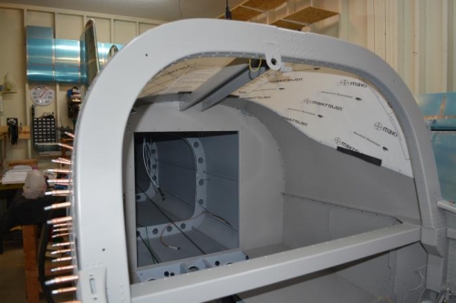 Aft window clecoed in place