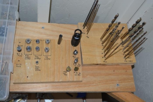 Organized drill bits, dimple dies and countersinks