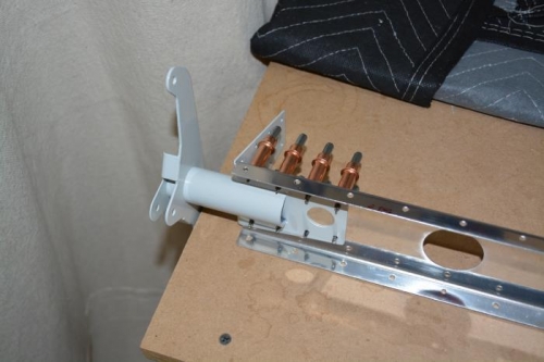 Lower rudder horn clecoed in place