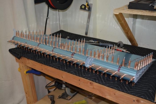 Rudder skin clecoed in place and ready for rivets