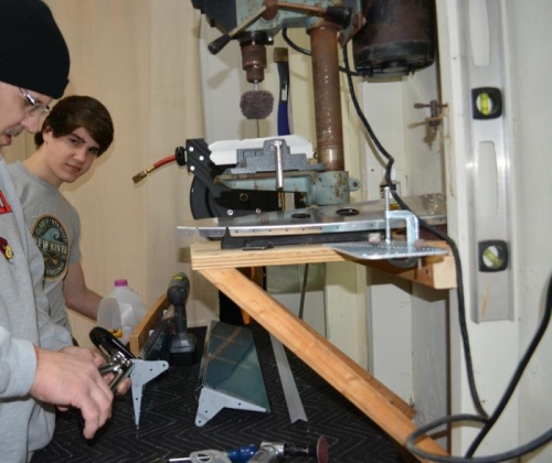 Stephen helping me hold the AST while I attach the control horns