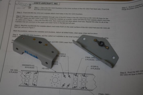 Set rivets for nut plates on the hinge brackets
