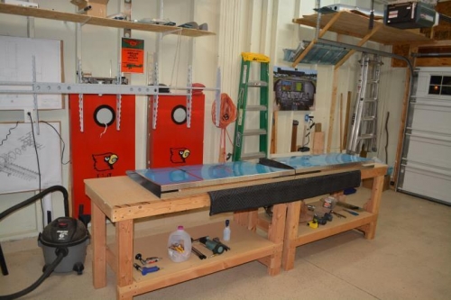 Used the other two work benches to layout horizontal stabilzer