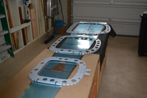 Fuselage frames primed and assembled together.