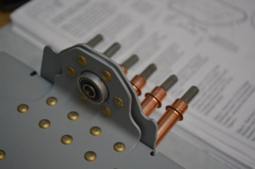 Bulkhead with bearing sanwiched in and clecoed in place