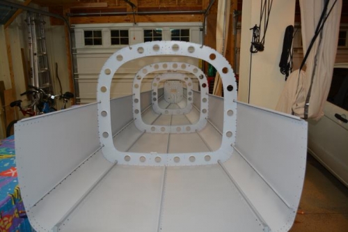 Side skins clecoed in place