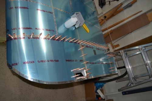 Wing tip preped and clecoed in place