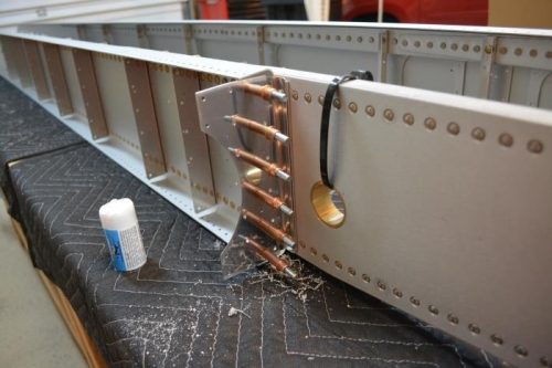 Rib doubler clecoed in place