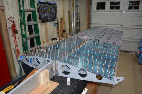 Left inboard skin clecoed in place