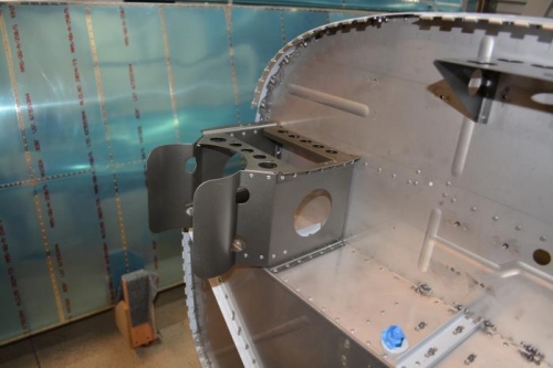 Oil tank bracket installed